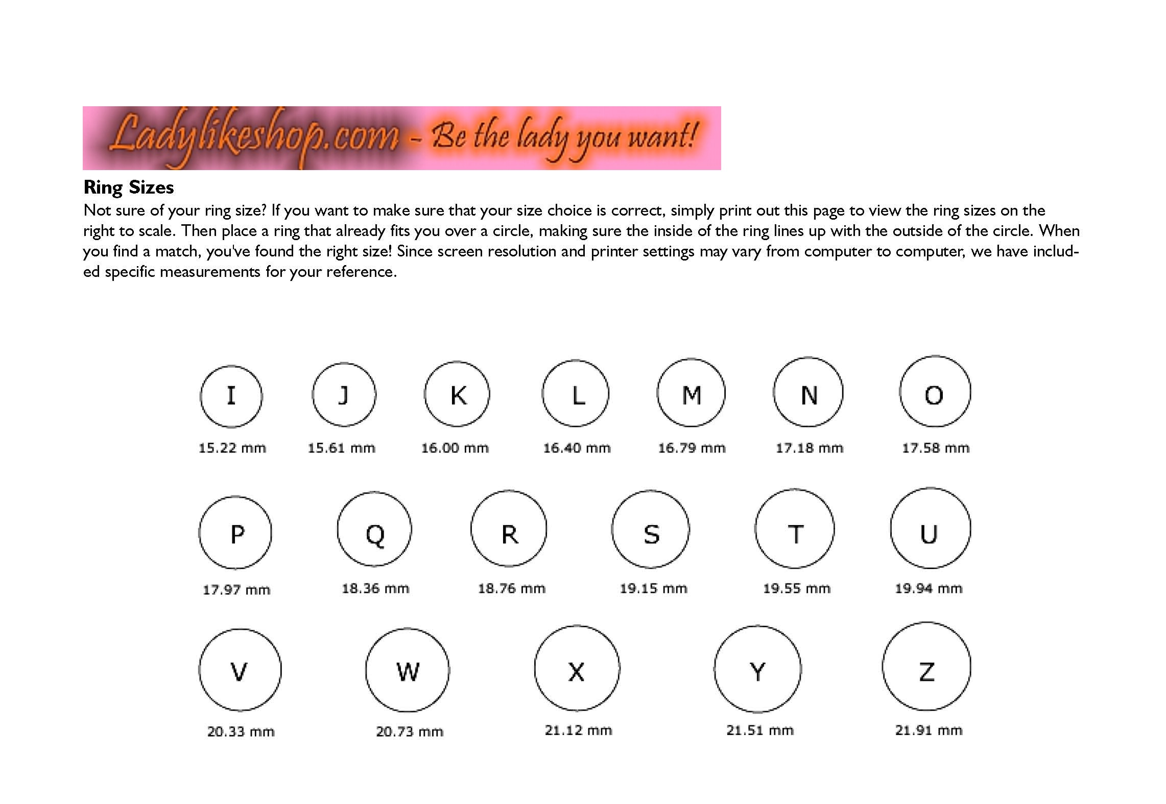 Female ring size chart uk iphone